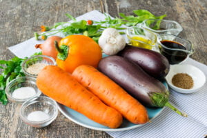 овощи для Морковь по-корейски с баклажанами