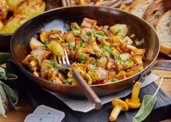 жаренная картошка с лисичками
