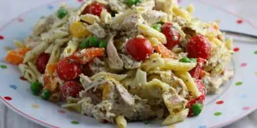 Салат из куриной грудки с соусом песто