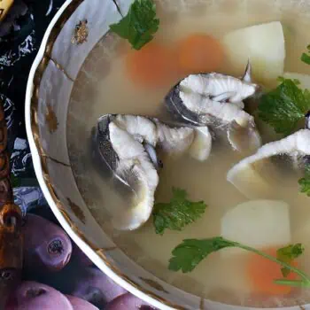 Уха стерляжья с шампанским по-пушкински