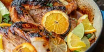 запеченная курица с цитрусовыми и розмарином