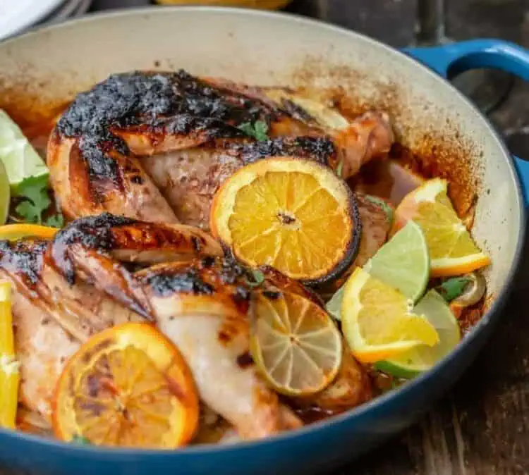 запеченная курица с цитрусовыми и розмарином